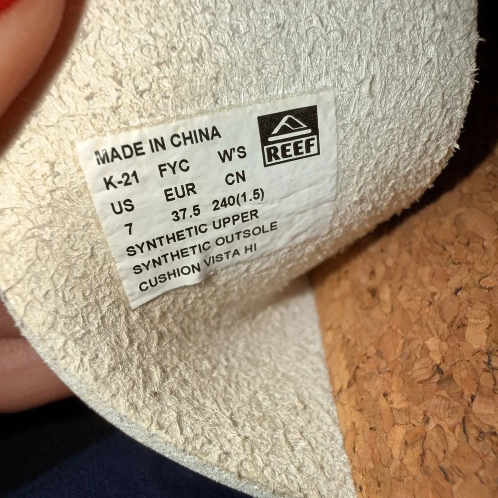 Reef Cushion Vista‎ Hi Sandals Womens 7 Pre-Owned Slide White Platform Cork 3154